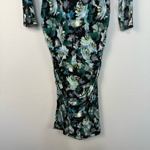 Isabella Oliver Floral Print Long Sleeve Pull Over Ruched Dress Size 10 - Picture 7 of 13
